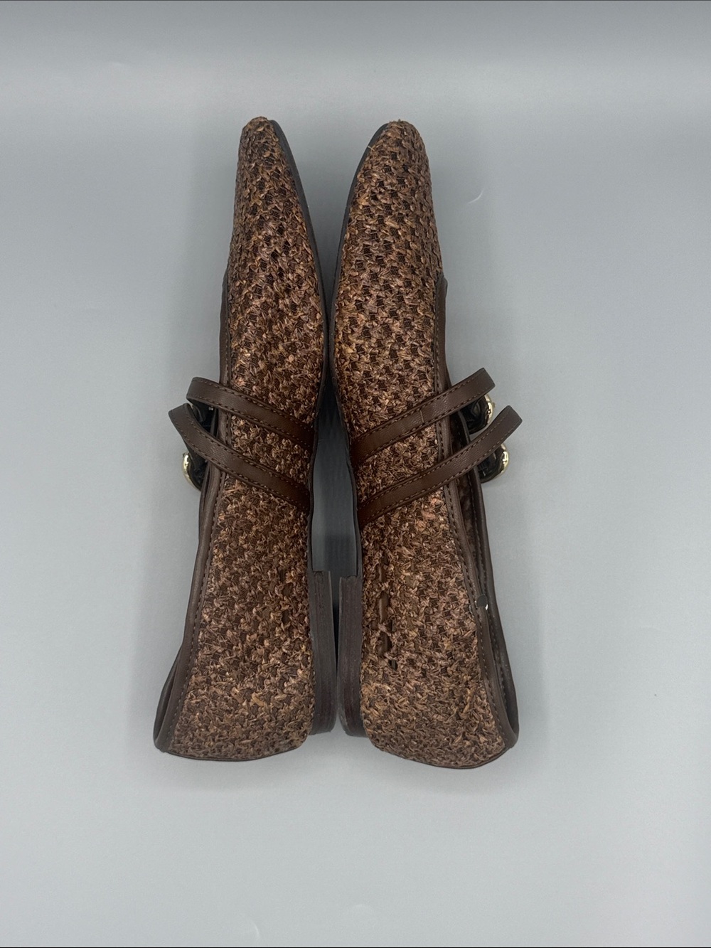 NWOB Dolce Vita Sz 7 Brown Woven Double-Strap Mary Jane Flats - Picture 2 of 7